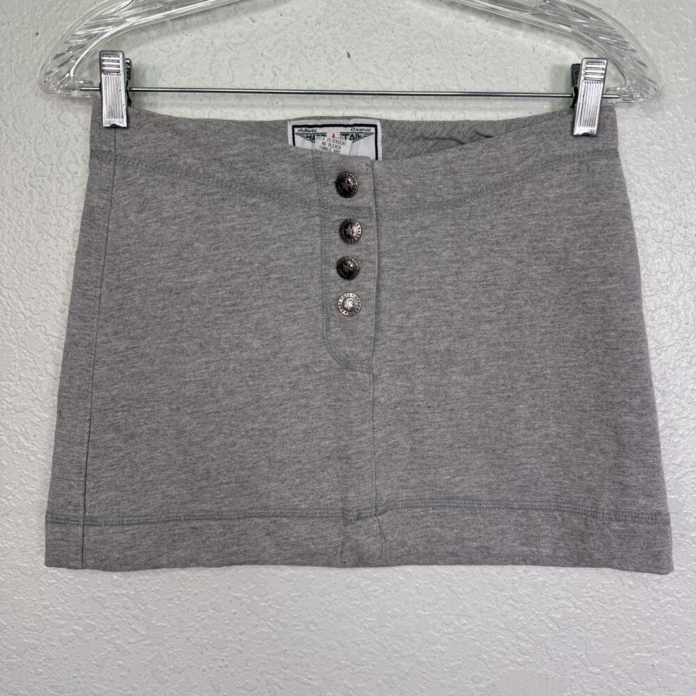 Vintage Hard Tail Forever Skirt Womens 28 Y2K Button Fly Mini Cotton Grey USA